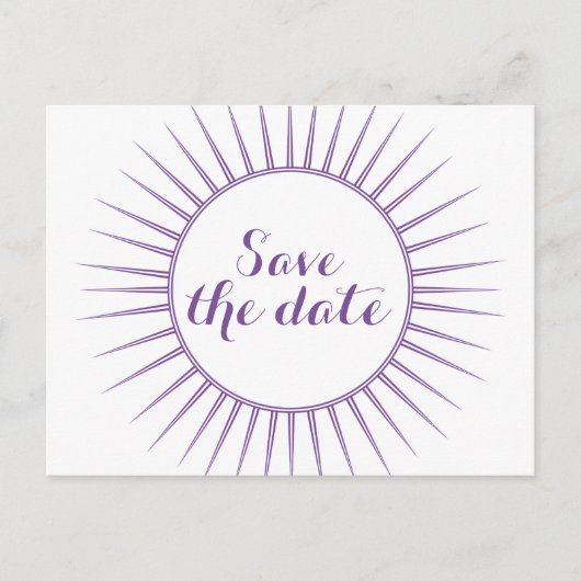 Paarse Deco Retro sparen het Briefkaart van de Dat (Voorkant)