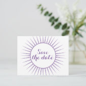Paarse Deco Retro sparen het Briefkaart van de Dat (Staand voorkant)