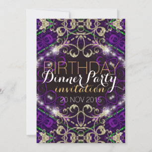 Paarse Decor Royale Birthday Dinner Party nodigt u Kaart