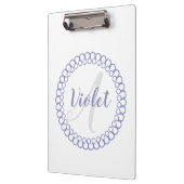 Paarse decoratieve cirkel monogram klembord (Links)
