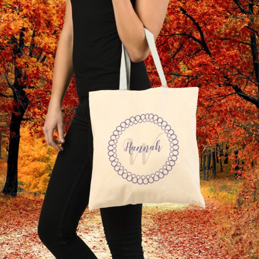 Paarse Decoratieve Cirkel Personaliseer Monogram T Tote Bag