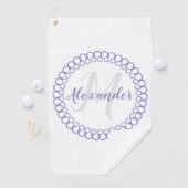 Paarse decoratieve cirkelmonogram Golfhanddoek (Insitu)