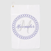 Paarse decoratieve cirkelmonogram Golfhanddoek (Voorkant)