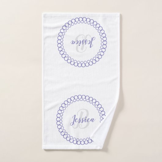 Paarse decoratieve cirkelvormige monogram handdoek (Handdoek)
