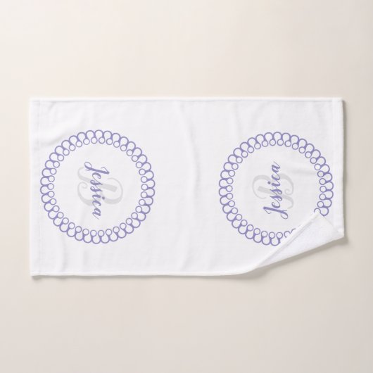 Paarse decoratieve cirkelvormige monogram handdoek (Handdoek)