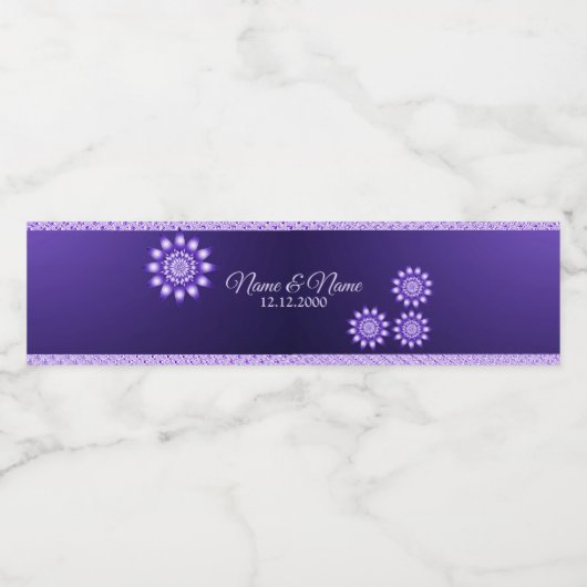 Paarse decoratieve flacon water Etiket (Enkel label)