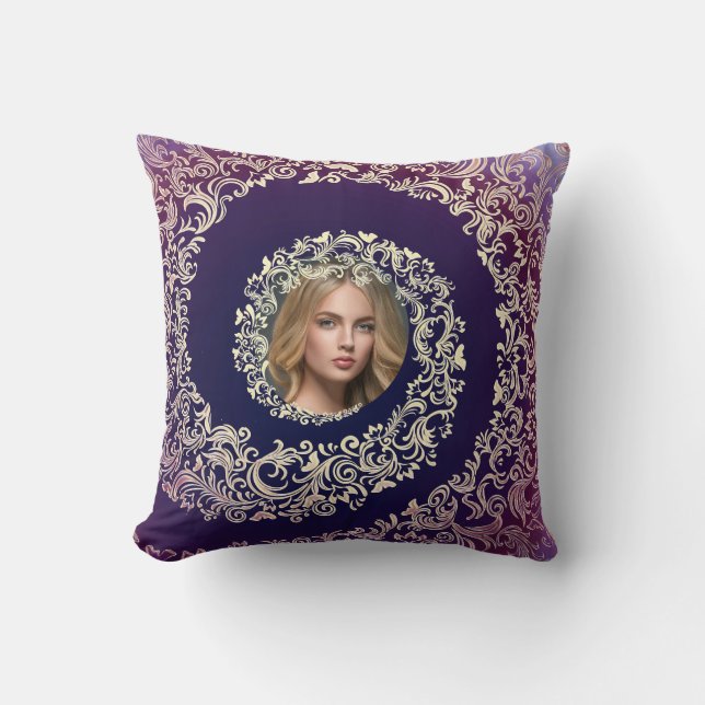 Paarse decoratieve foto kussen (Voorkant)