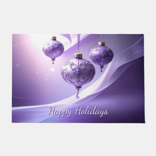 Paarse decoratieve kerstbal feestelijke deurmat (Voorkant)