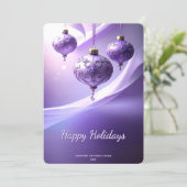 Paarse decoratieve kerstbal kerstkaart (Staand voorkant)