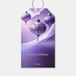 Paarse decoratieve kerstbal vakantie cadeau label cadeaulabel