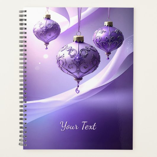 Paarse decoratieve kerstbal vakantieplanner planner (Voorkant)