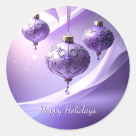 Paarse decoratieve kerstbal-vakantiesticker ronde sticker