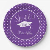 Paarse deed ze het Afstuderen Papieren Bordje (Voorkant)