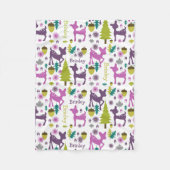 Paarse Deer Persoonlijke Meisjes Fleece Deken (Voorkant)