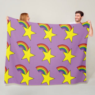 Paarse deken met gele sterren en regenbogen