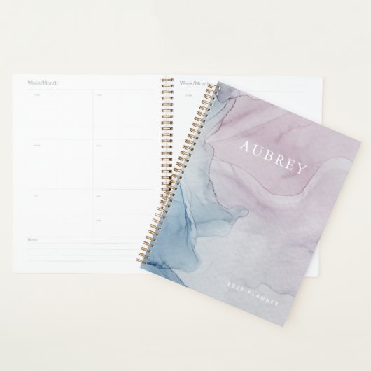 Paarse Delicate Abstracte Print Naam met Jaar Planner (Display)