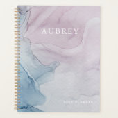 Paarse Delicate Abstracte Print Naam met Jaar Planner (Voorkant)