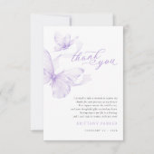 Paarse delicate vlinder Baby shower Bedankkaart (Voorkant)