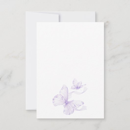 Paarse delicate vlinder Baby shower Bedankkaart (Achterkant)