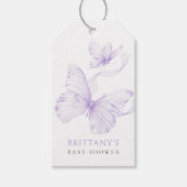 Paarse delicate vlinder Baby shower Cadeaulabel (Voorkant)