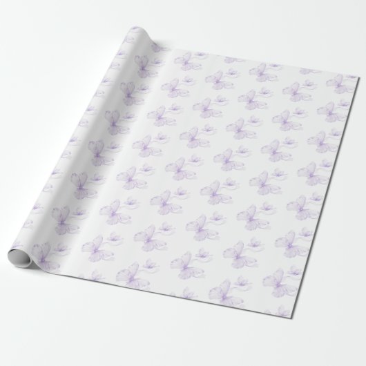 Paarse delicate vlinder Baby shower Cadeaupapier (Uitgerold)