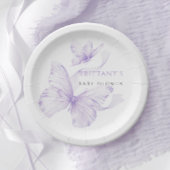 Paarse delicate vlinder Baby shower Papieren Bordje