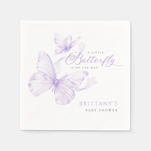 Paarse delicate vlinder Baby shower Servet (Voorkant)