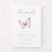 Paarse Delicate Vlinder Meisje Baby Shower