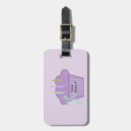 Paarse Delight Cupcake Bagagelabel (Voorkant verticaal)