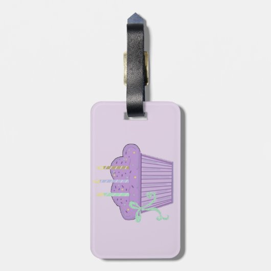 Paarse Delight Cupcake Bagagelabel (Achterkant verticaal)