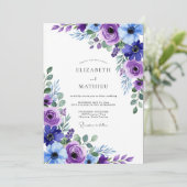 Paarse Delightful Lente Bruiloft Kaart (Staand voorkant)