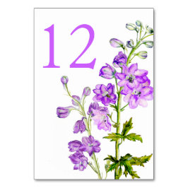 Paarse Delphinium Art Trouwtafel nummers Kaart