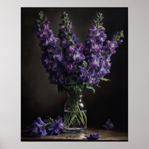 Paarse Delphinium Bloemen Art Print Poster