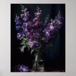 Paarse Delphinium Bloemen Art Print Poster