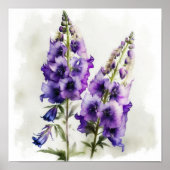 Paarse Delphinium Bloemen Art Print Poster (Voorkant)