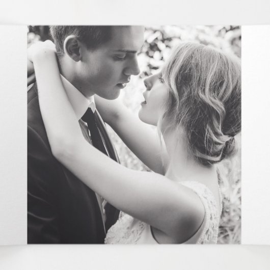 Paarse Delphinium Bloemen waterverf Bruiloft Drieluik Programma (Binnenkant midden)