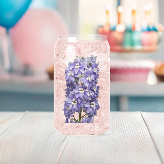Paarse Delphinium Bloesems Bloemen Blikvorm Glas (Insitu (Baby Shower))