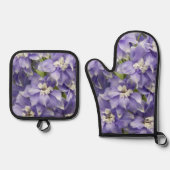 Paarse Delphinium Blooms Floral Ovenwant & Pannenlap Set (Voorkant)