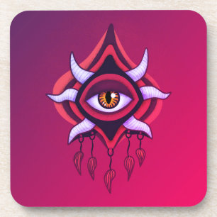 Paarse Demon Eye - Gotische occulte kunst Bier Onderzetter