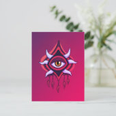 Paarse Demon Eye - Gotische occulte kunst Briefkaart (Staand voorkant)