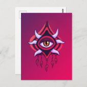 Paarse Demon Eye - Gotische occulte kunst Briefkaart (Voorkant / Achterkant)