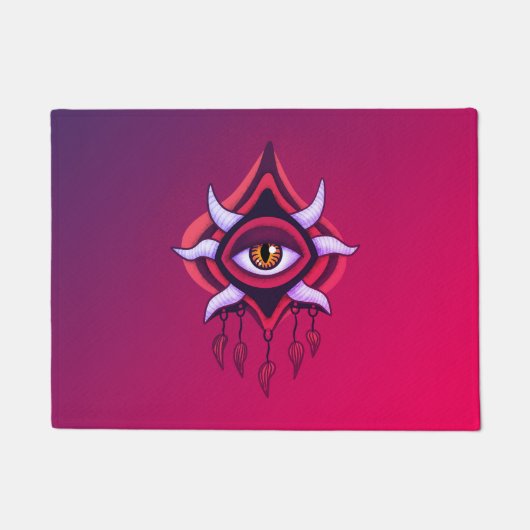 Paarse Demon Eye - Gotische occulte kunst Deurmat (Voorkant)