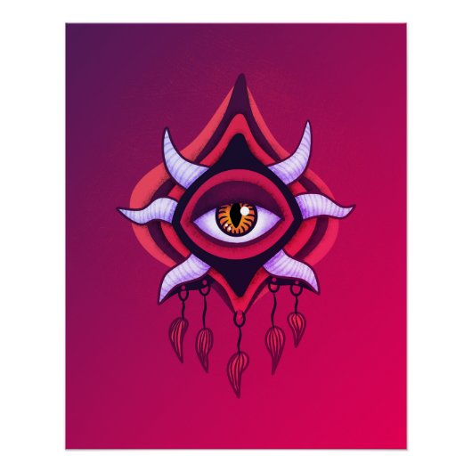 Paarse Demon Eye - Gotische occulte kunst Perfect Poster (Voorkant)
