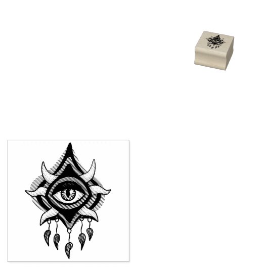 Paarse Demon Eye - Gotische occulte kunst Rubberstempel (Gestempeld)