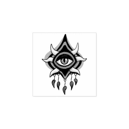 Paarse Demon Eye - Gotische occulte kunst Rubberstempel (Afrduk)