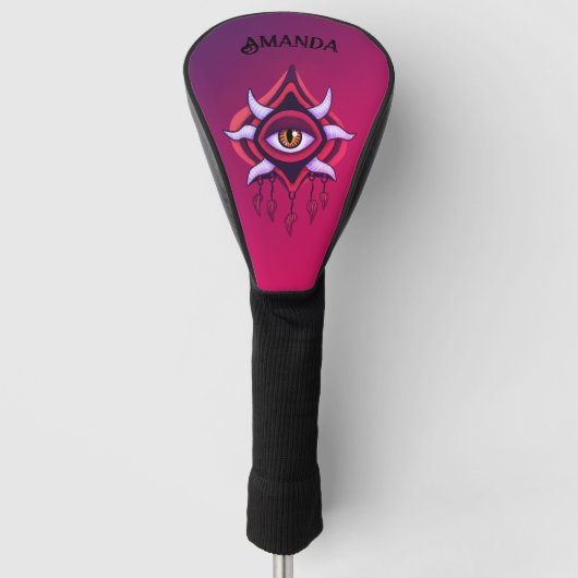 Paarse Demon Eye - Gotische Occulte Kunstnaam Golfheadcover (Voorkant)
