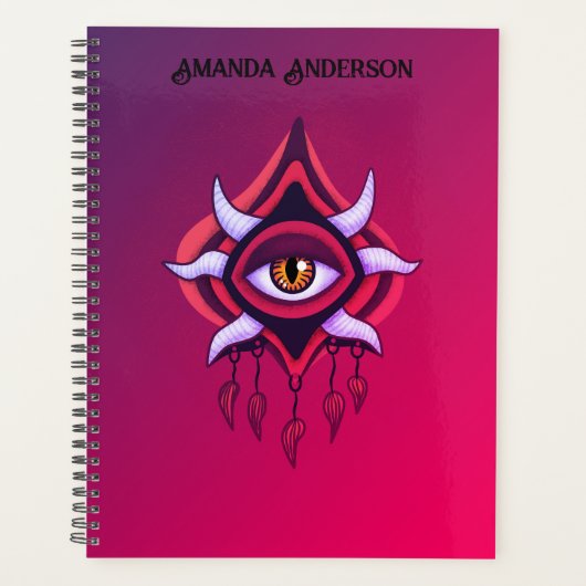 Paarse Demon Eye - Gotische Occulte Kunstnaam Planner (Voorkant)
