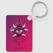 Paarse Demon Eye - Gotische Occulte Kunstnaam Sleutelhanger (Achterkant)