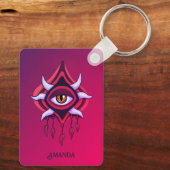 Paarse Demon Eye - Gotische Occulte Kunstnaam Sleutelhanger (Achterkant)