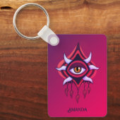 Paarse Demon Eye - Gotische Occulte Kunstnaam Sleutelhanger (Voorkant)
